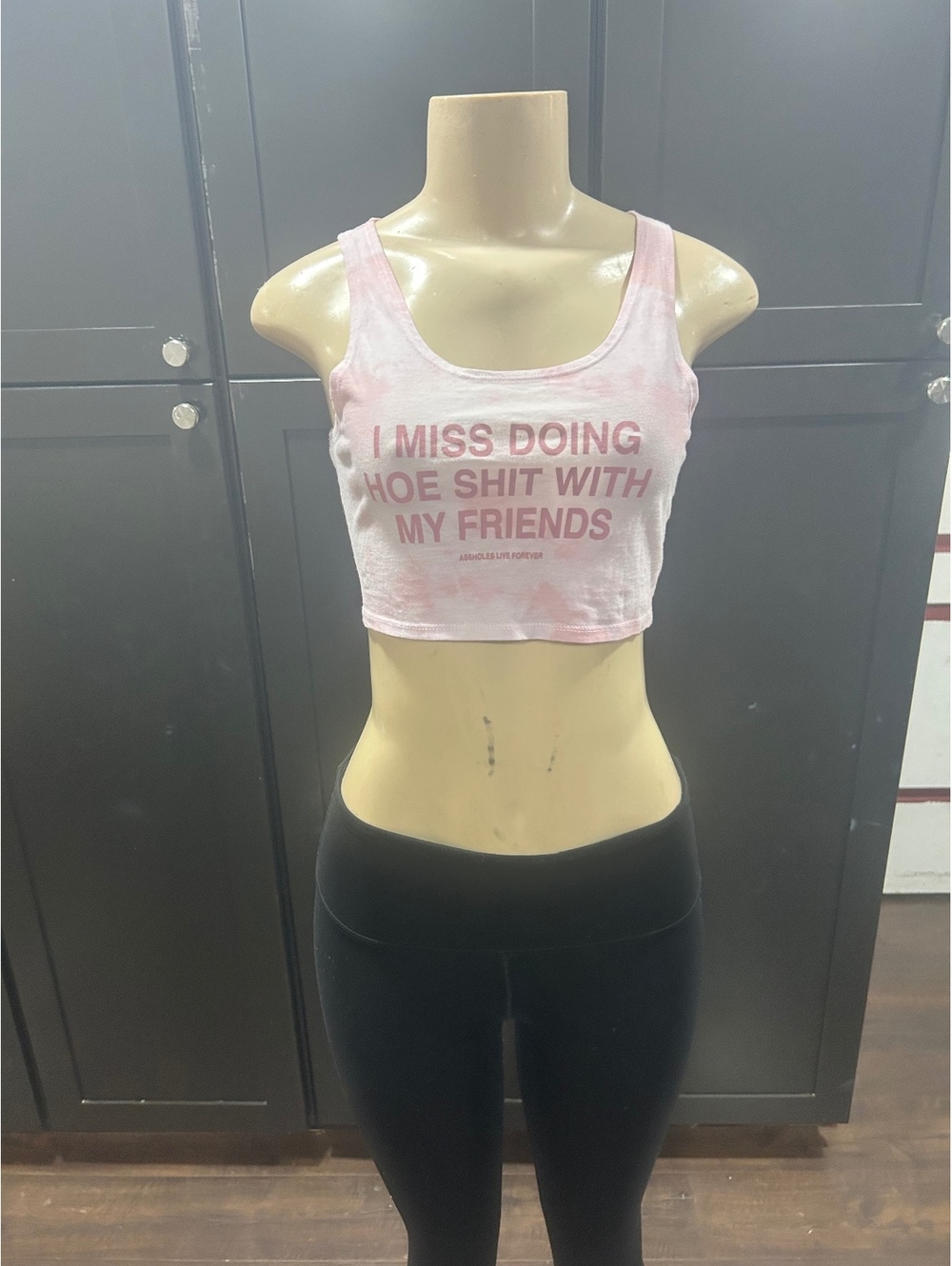 Assholes Live Forever Pink Tie-Dye Crop Tank Top XS/S
